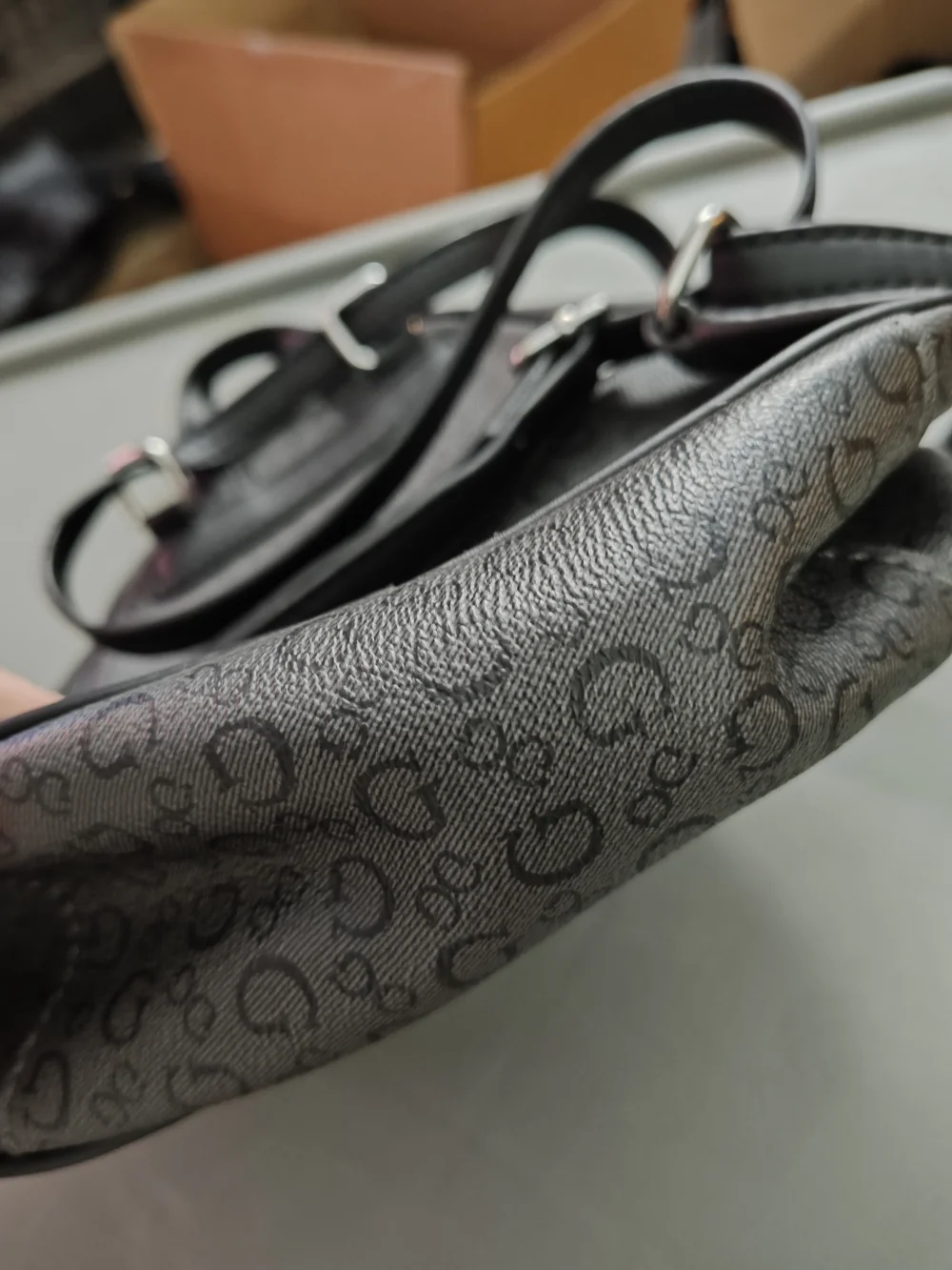 Guess Logo Signature Monogram Backpack – Black & Cream